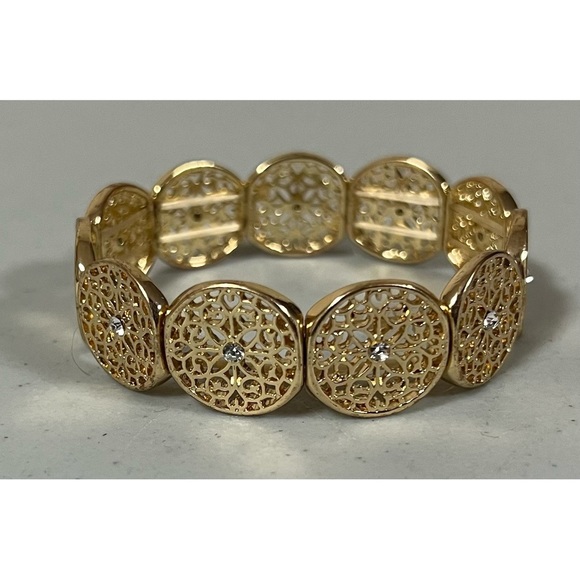 Gold Round Diamond Medallion Bracelet Jewelry 🤎✨ #gold #diamond #bracelet - Picture 1 of 2